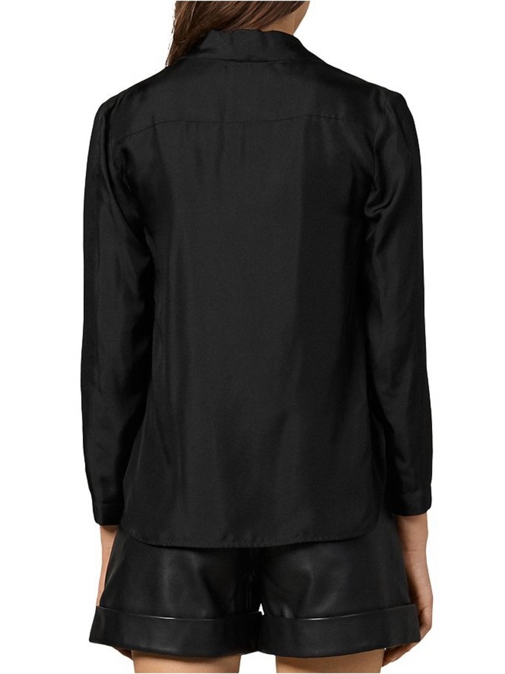 NWT SANDRO Lanna Black 100% Silk Long Sleeve Button-Down Blouse Size Small - Picture 2 of 12